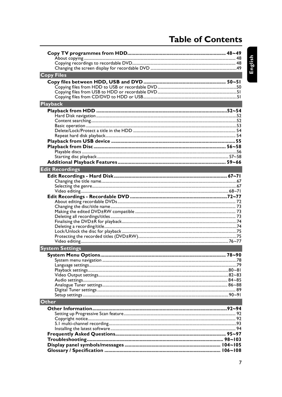 PYLE Audio DVDR5520H user manual Table of Contents 