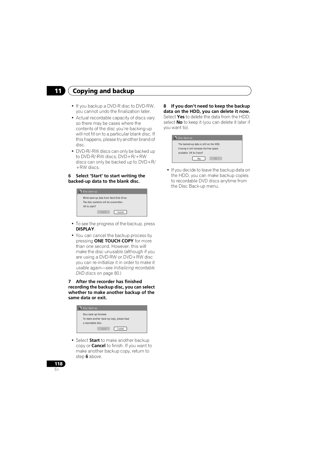 PYLE Audio DVR-940HX-S manual 118, To see the progress of the backup, press 