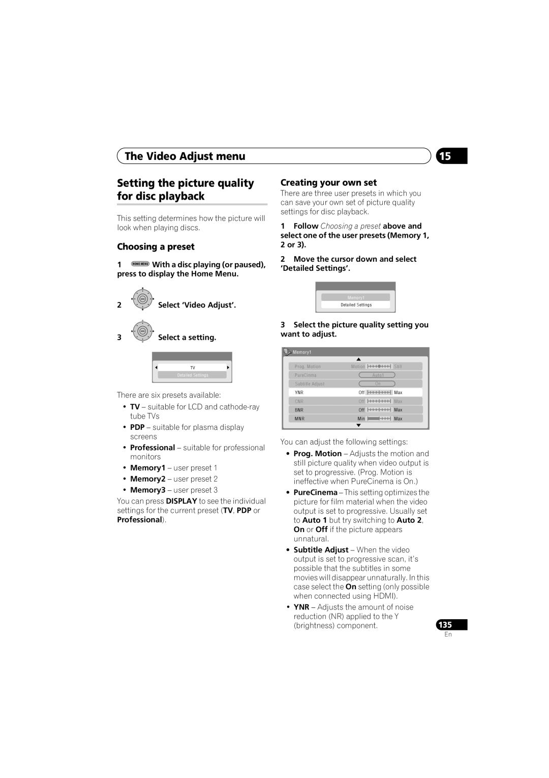 PYLE Audio DVR-940HX-S manual Move the cursor down and select ‘Detailed Settings’, Select a setting, Professional 