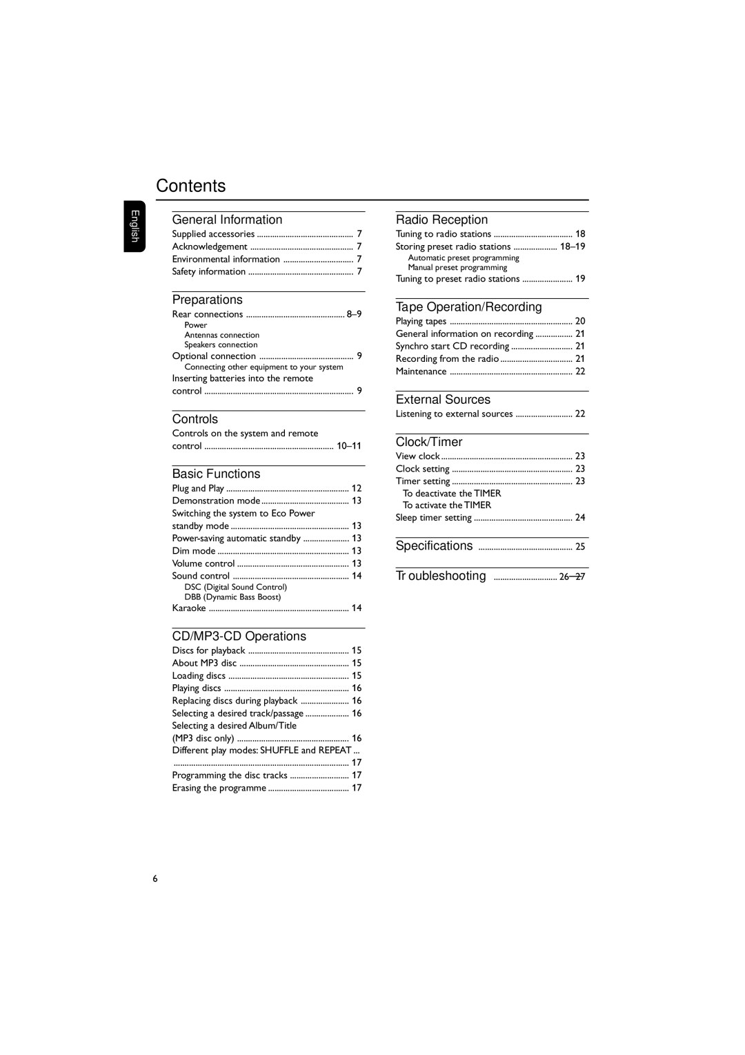 PYLE Audio FWM352 user manual Contents 