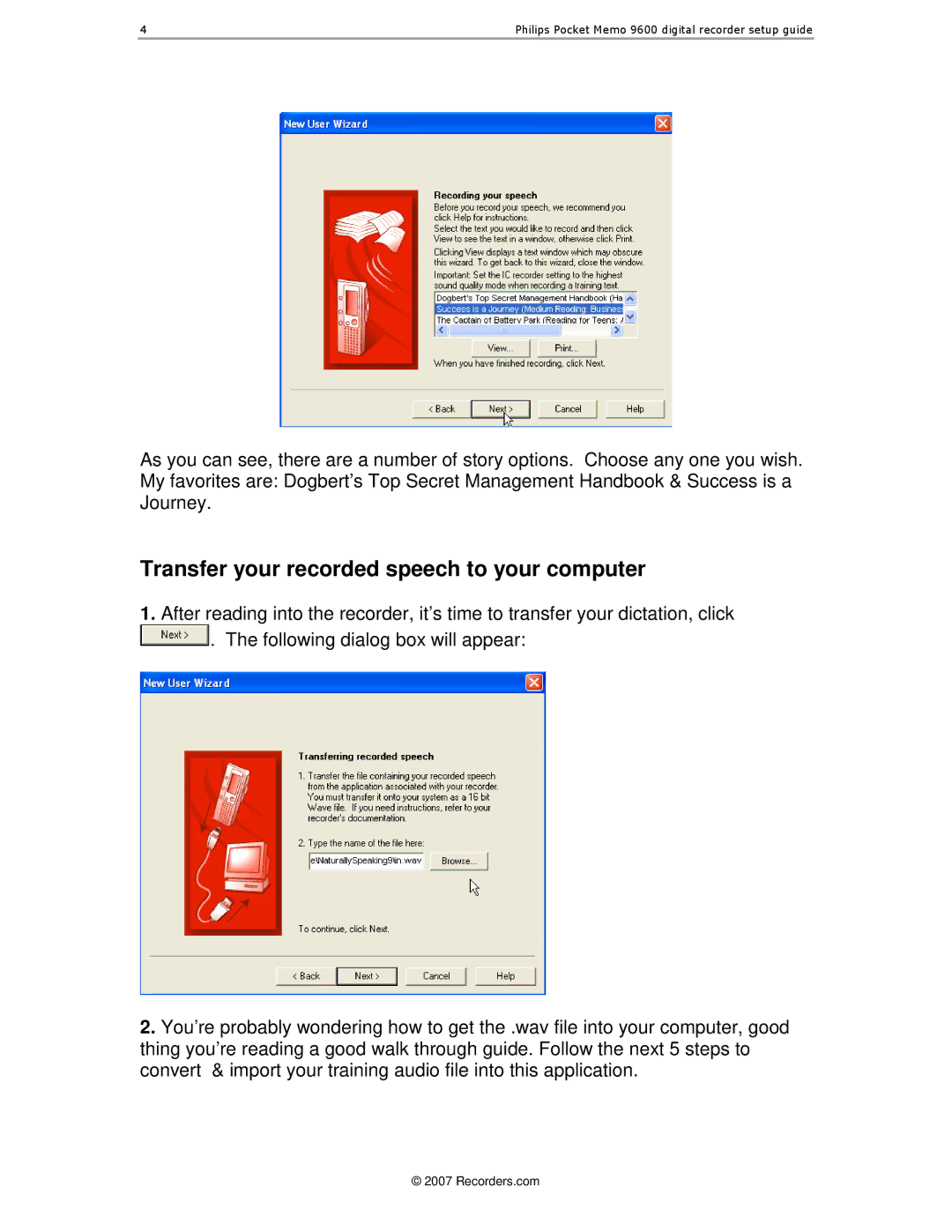 PYLE Audio LFH-9600 manual Transfer your recorded speech to your computer 