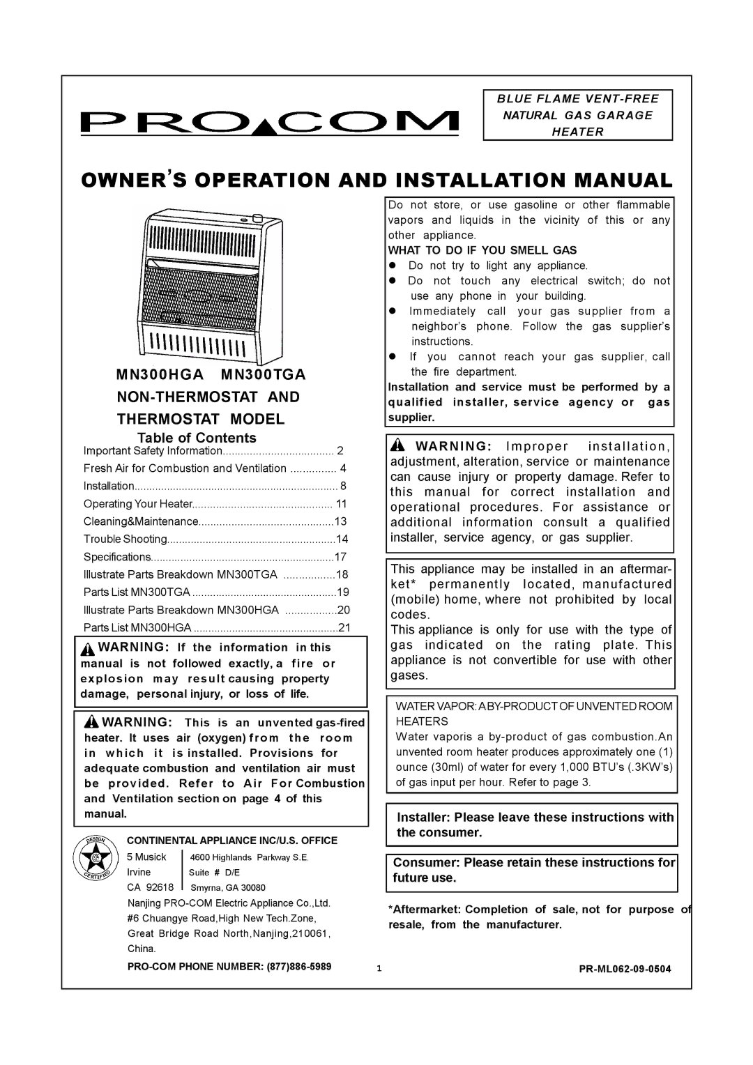 PYLE Audio MN300HGA installation manual OWNER’S Operation and Installation Manual 