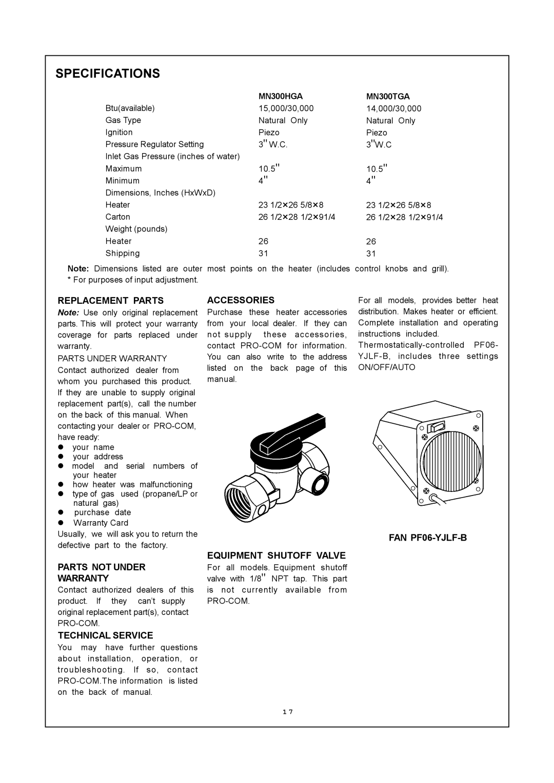 PYLE Audio MN300HGA installation manual Specifications 