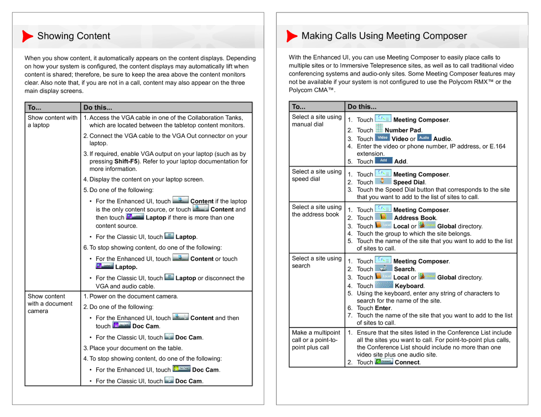 PYLE Audio OTXTM 300 manual Showing Content, Making Calls Using Meeting Composer 