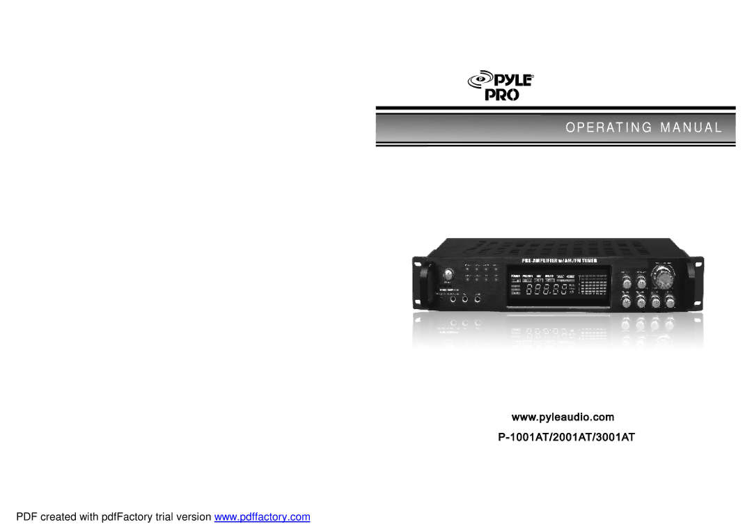 PYLE Audio P1001AT manual 