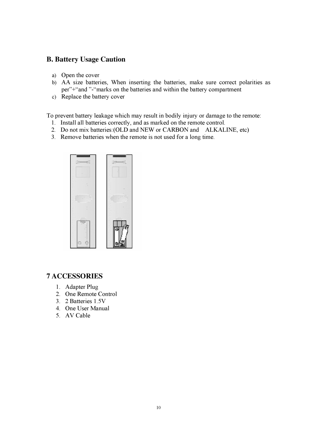 PYLE Audio P15LCD manual Battery Usage Caution, Accessories 