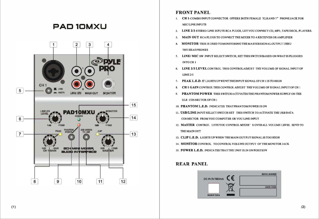 PYLE Audio PAD10MXU manual +---0!R 