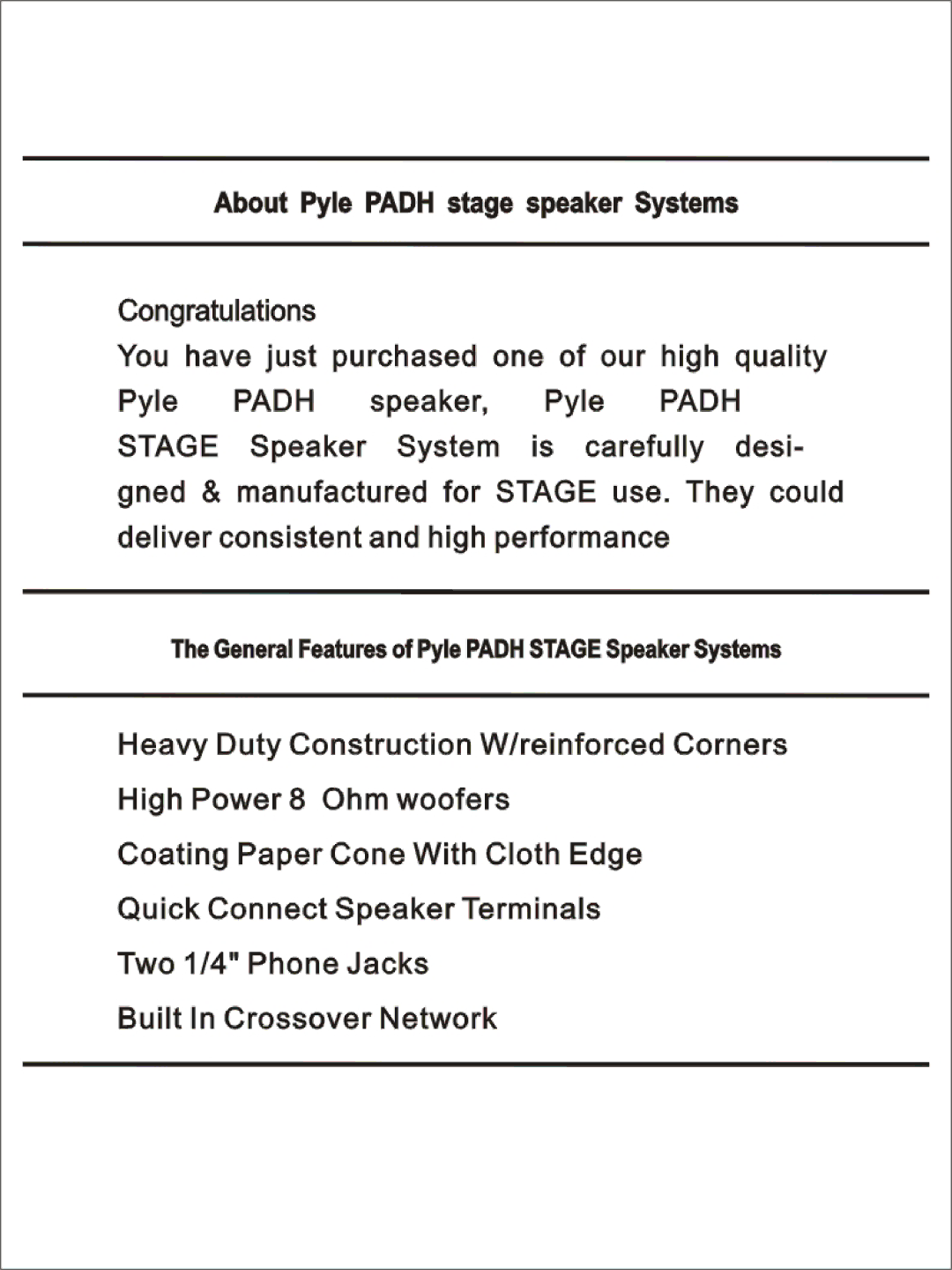 PYLE Audio PADH1849, PADH1549, PADH1572, PADH2149, PADH1872, PADH2172 manual 