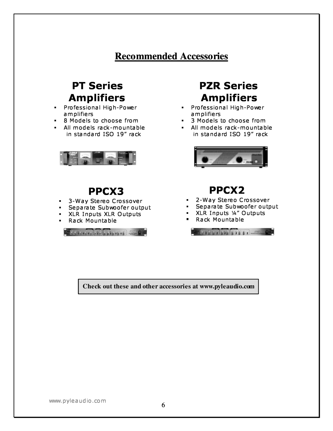 PYLE Audio PAHT4 manual Recommended Accessories 