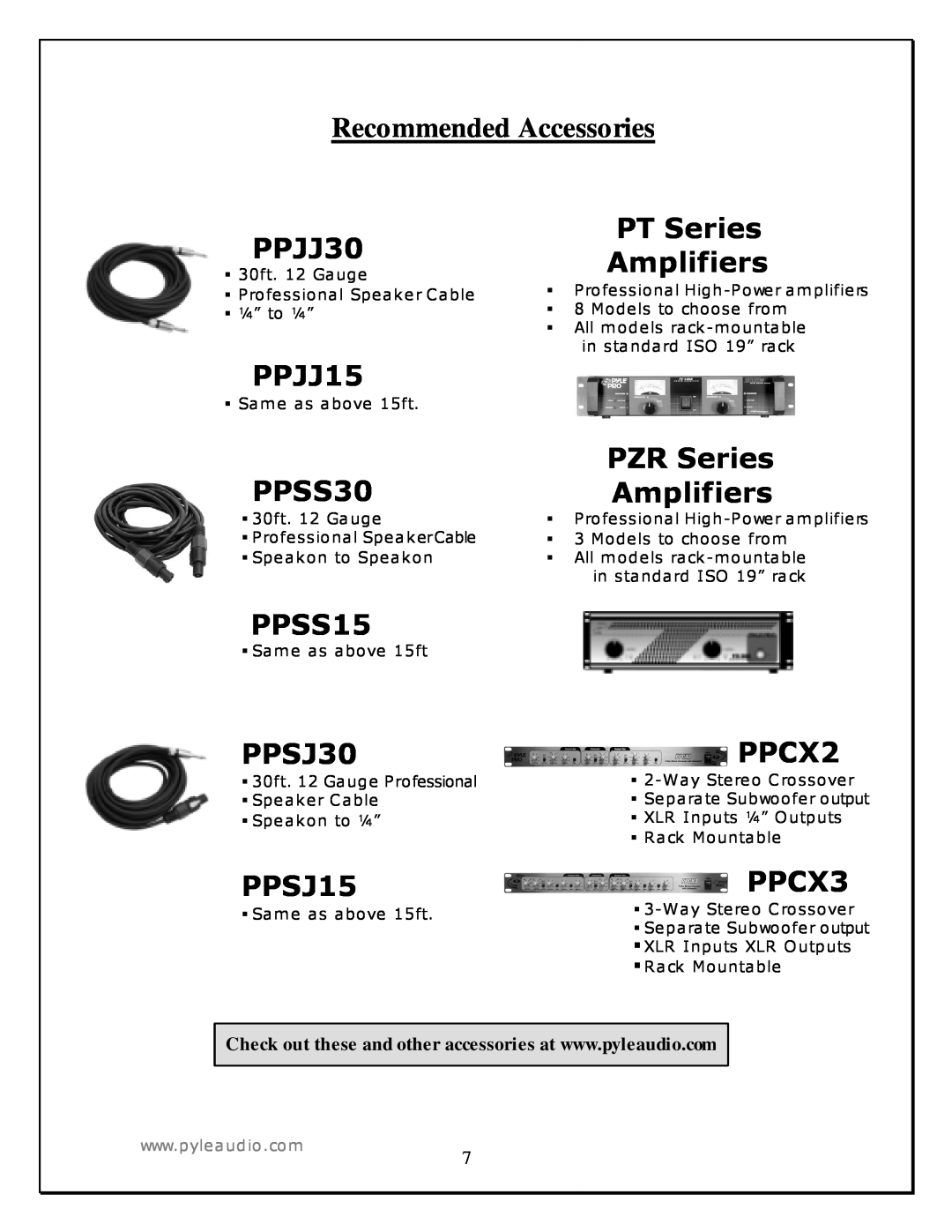 PYLE Audio PASW 15, PASW 18 manual Recommended Accessories, $ % + 
