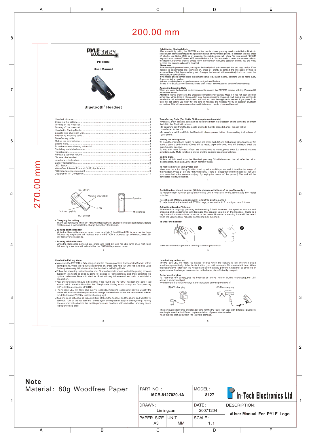 PYLE Audio PBT30M user manual Establishing Bluetooth Link, Please note, Answering Incoming Calls, Muting the microphone 