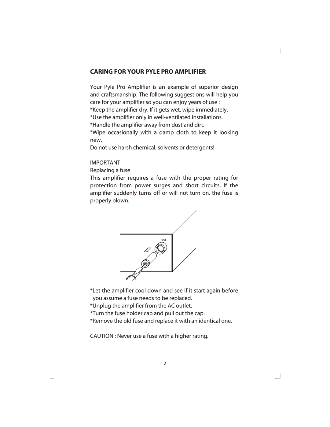 PYLE Audio PCA1 manual 