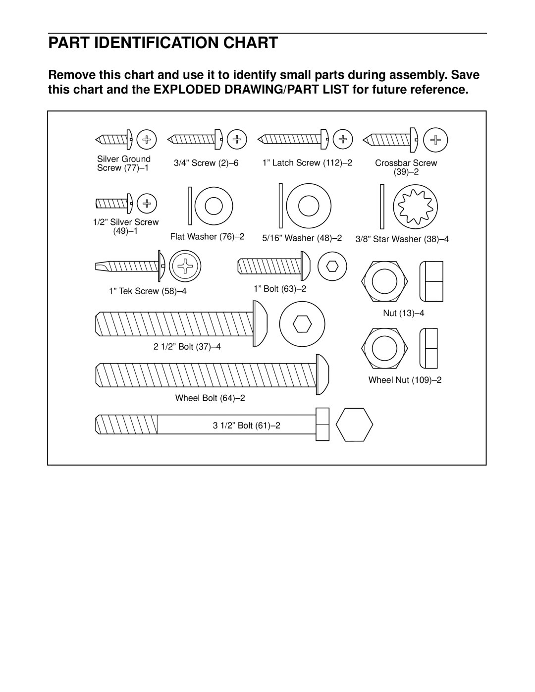 PYLE Audio PCTL49820 user manual Part Identification Chart 