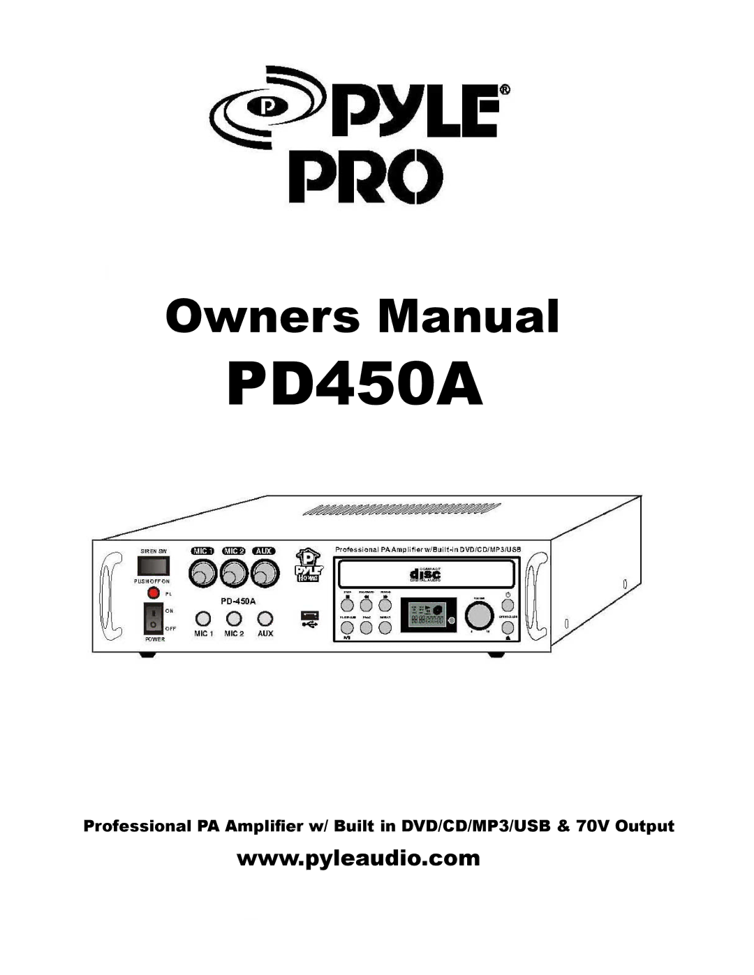 PYLE Audio PD450A owner manual 