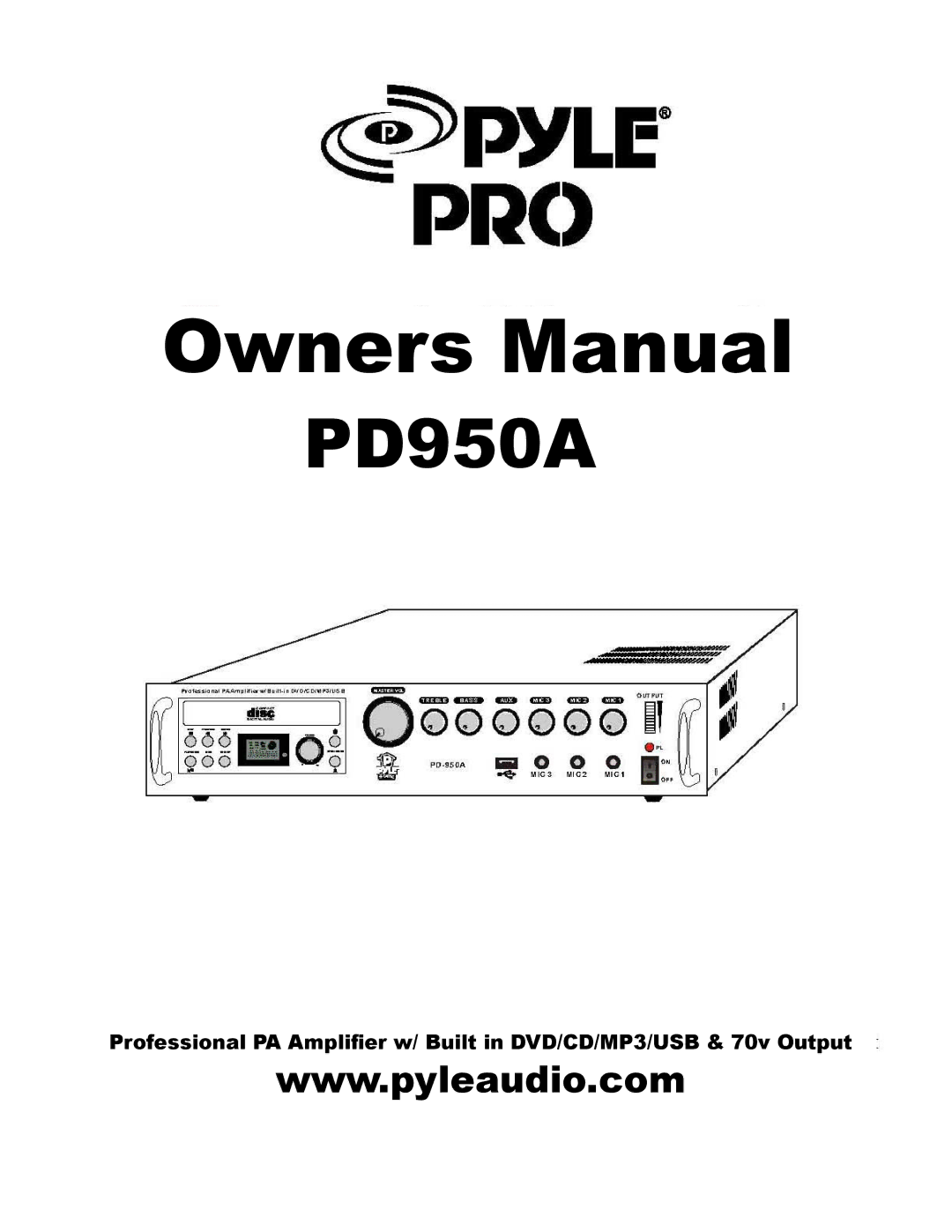 PYLE Audio PD950A owner manual 