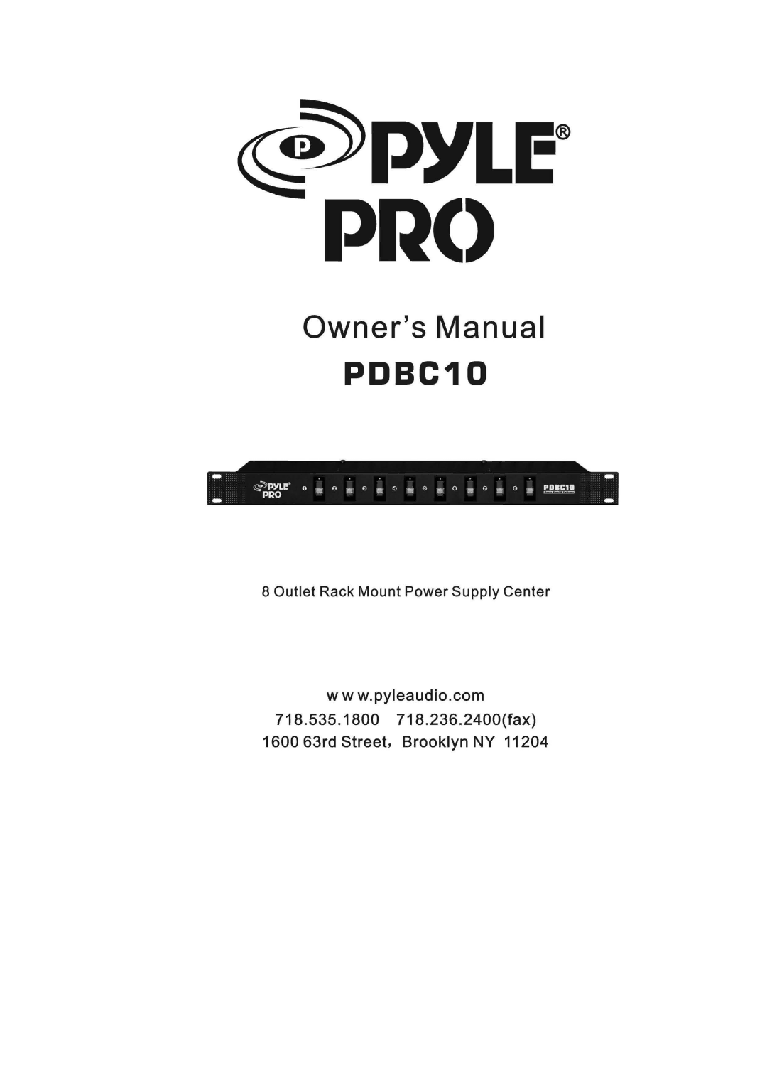 PYLE Audio PDBC10 owner manual 