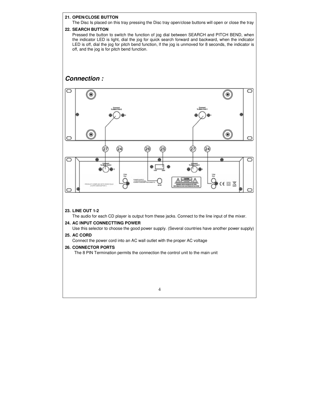 PYLE Audio PDCD770 manual Connection 