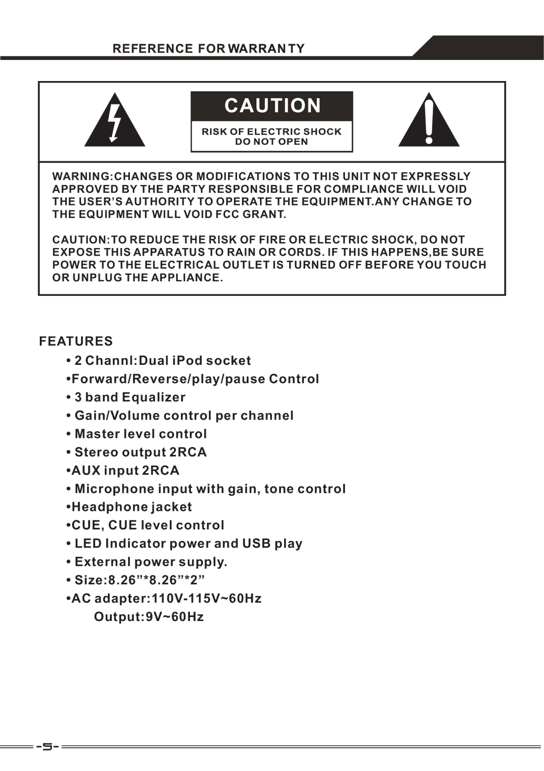 PYLE Audio PDMXi4U owner manual Features 