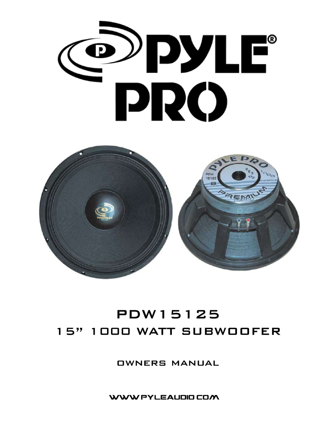 PYLE Audio PDW15125 owner manual 