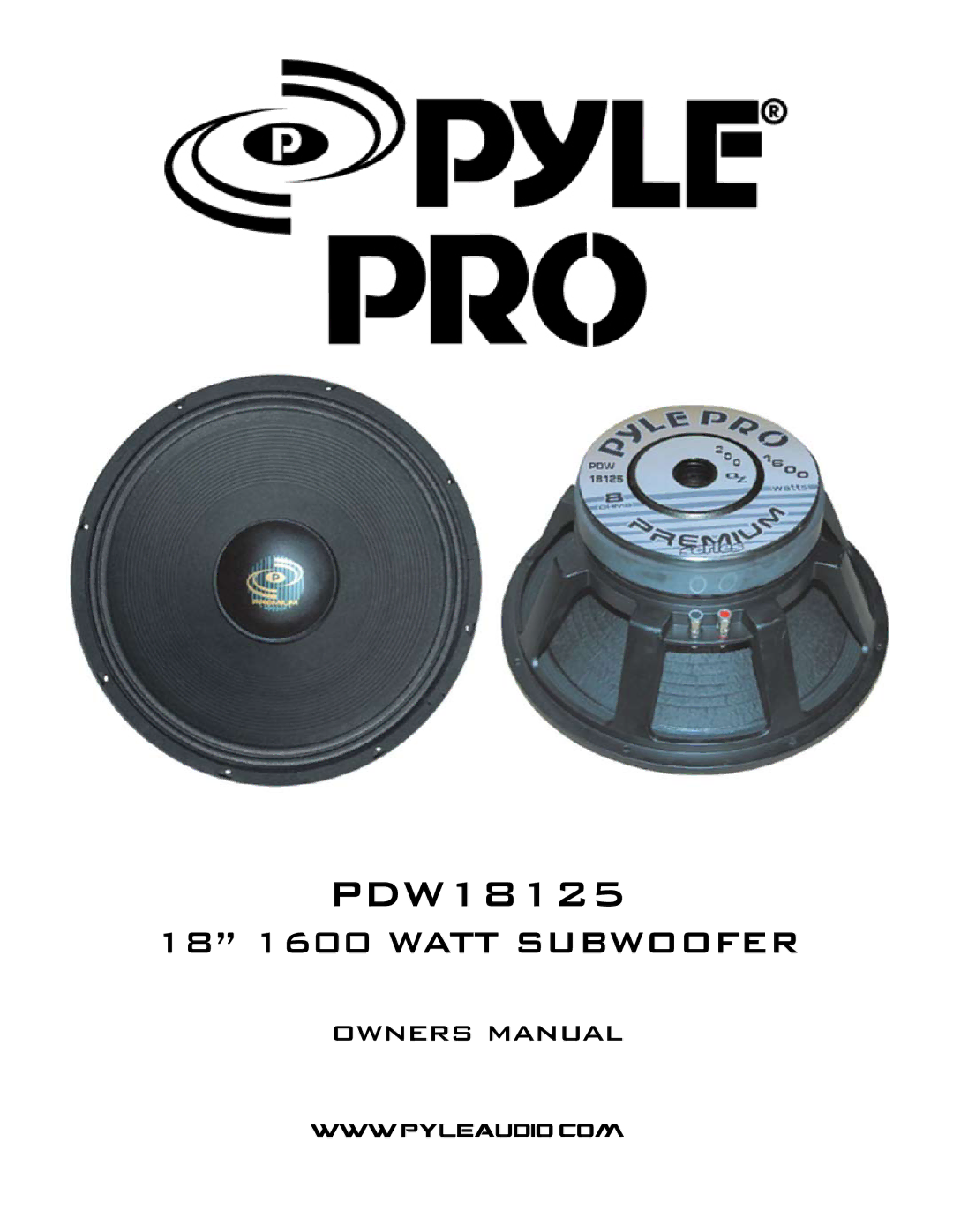 PYLE Audio PDW18125 owner manual 