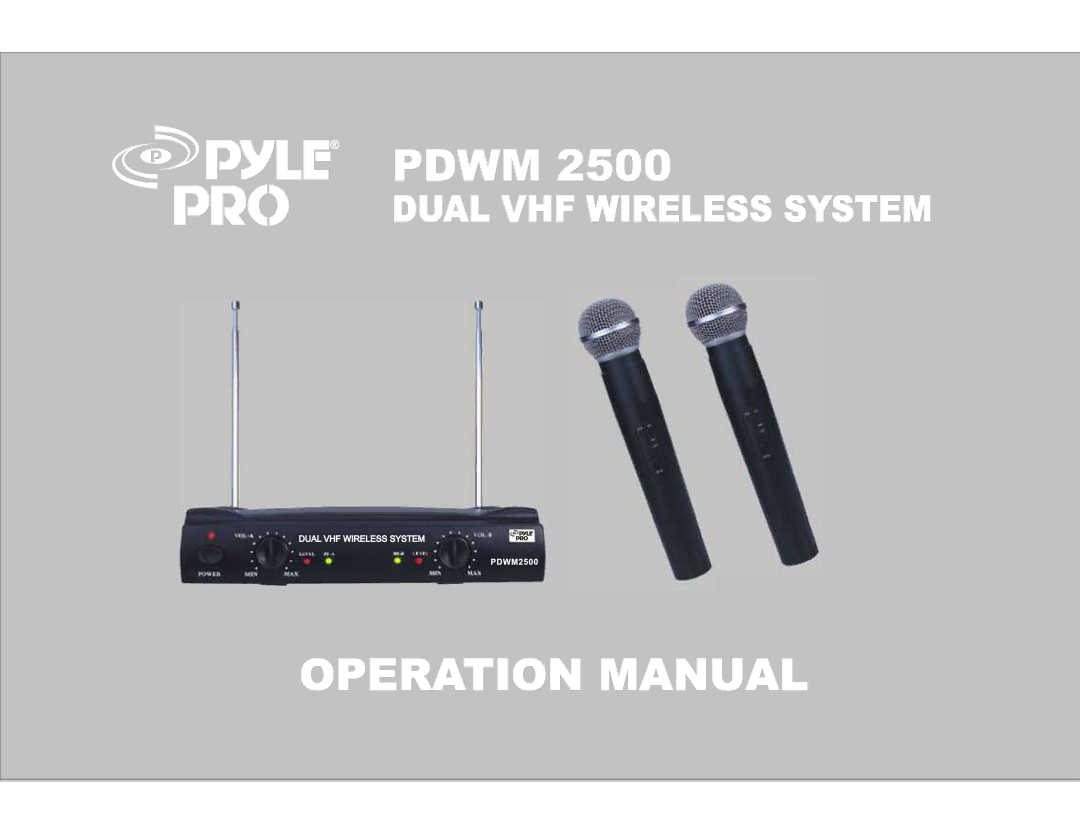 PYLE Audio PDWM 2500 operation manual Pdwm 