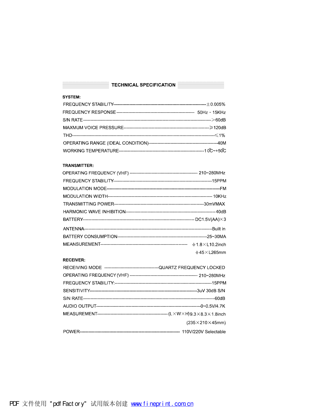 PYLE Audio PDWM1500 manual 