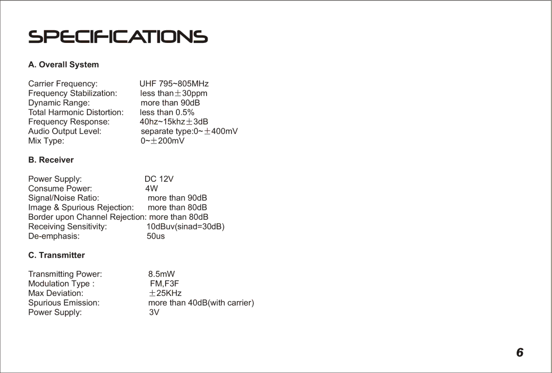 PYLE Audio PDWM5300 operation manual Overall System 