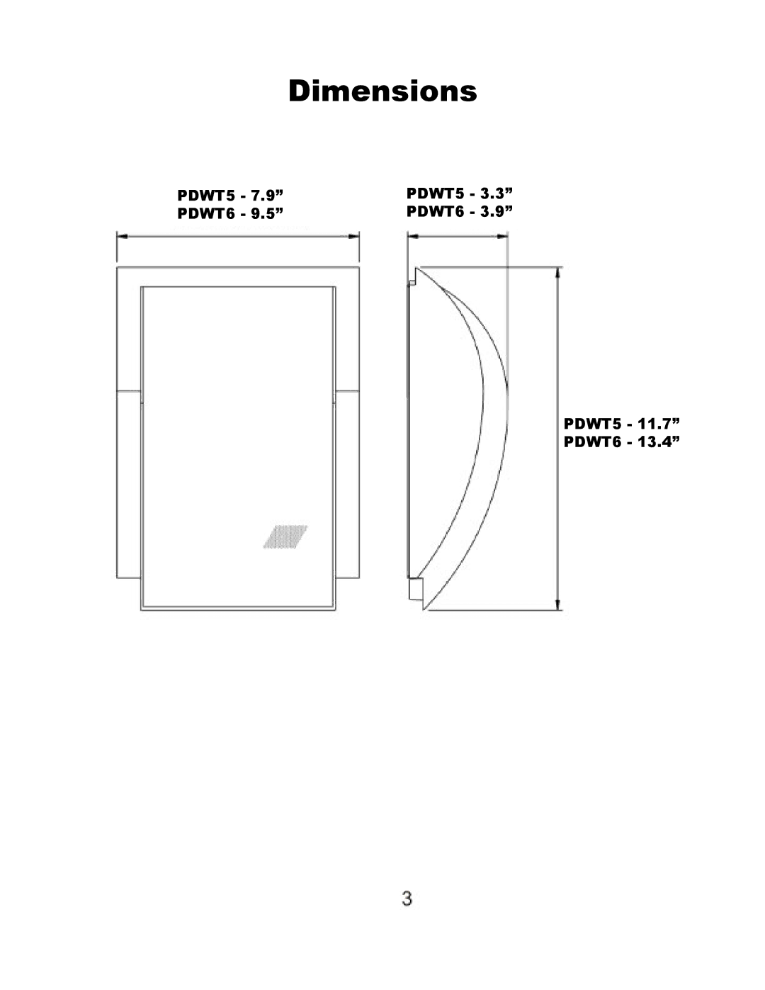 PYLE Audio PDWT6, PDWT5 owner manual Dimensions 