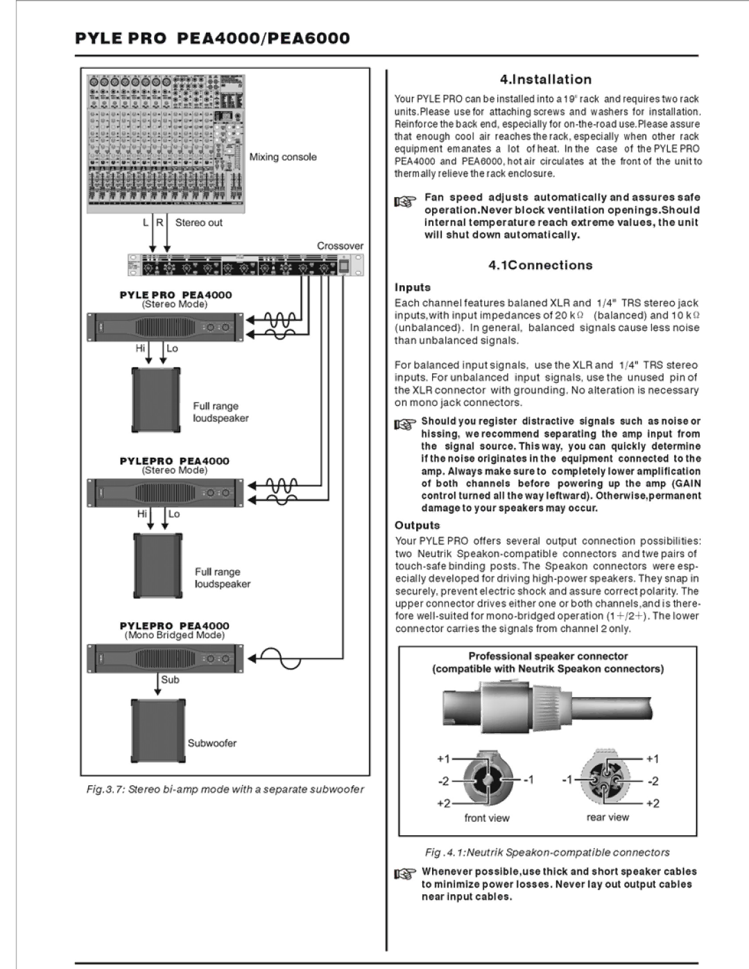 PYLE Audio PEA6000, PEA4000 manual 