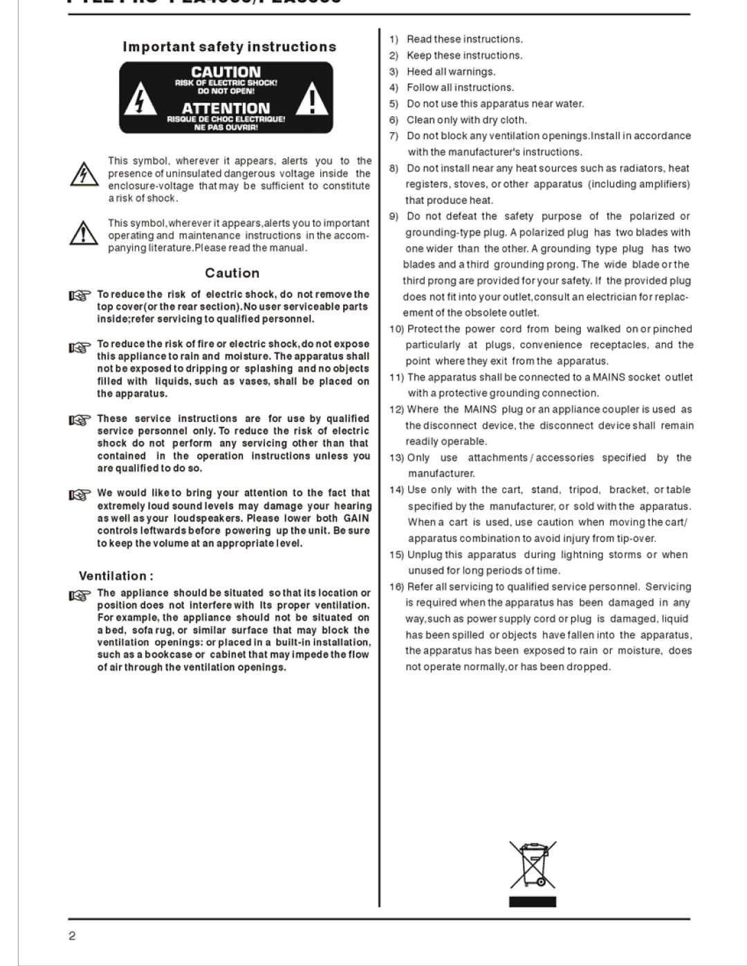 PYLE Audio PEA6000, PEA4000 manual 