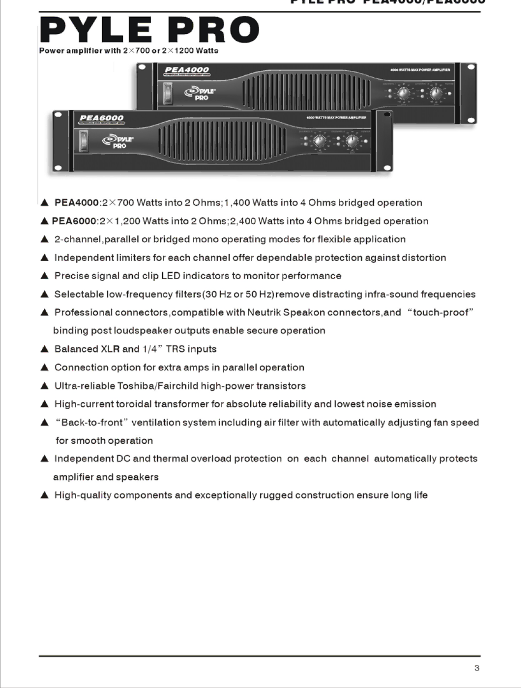 PYLE Audio PEA4000, PEA6000 manual 