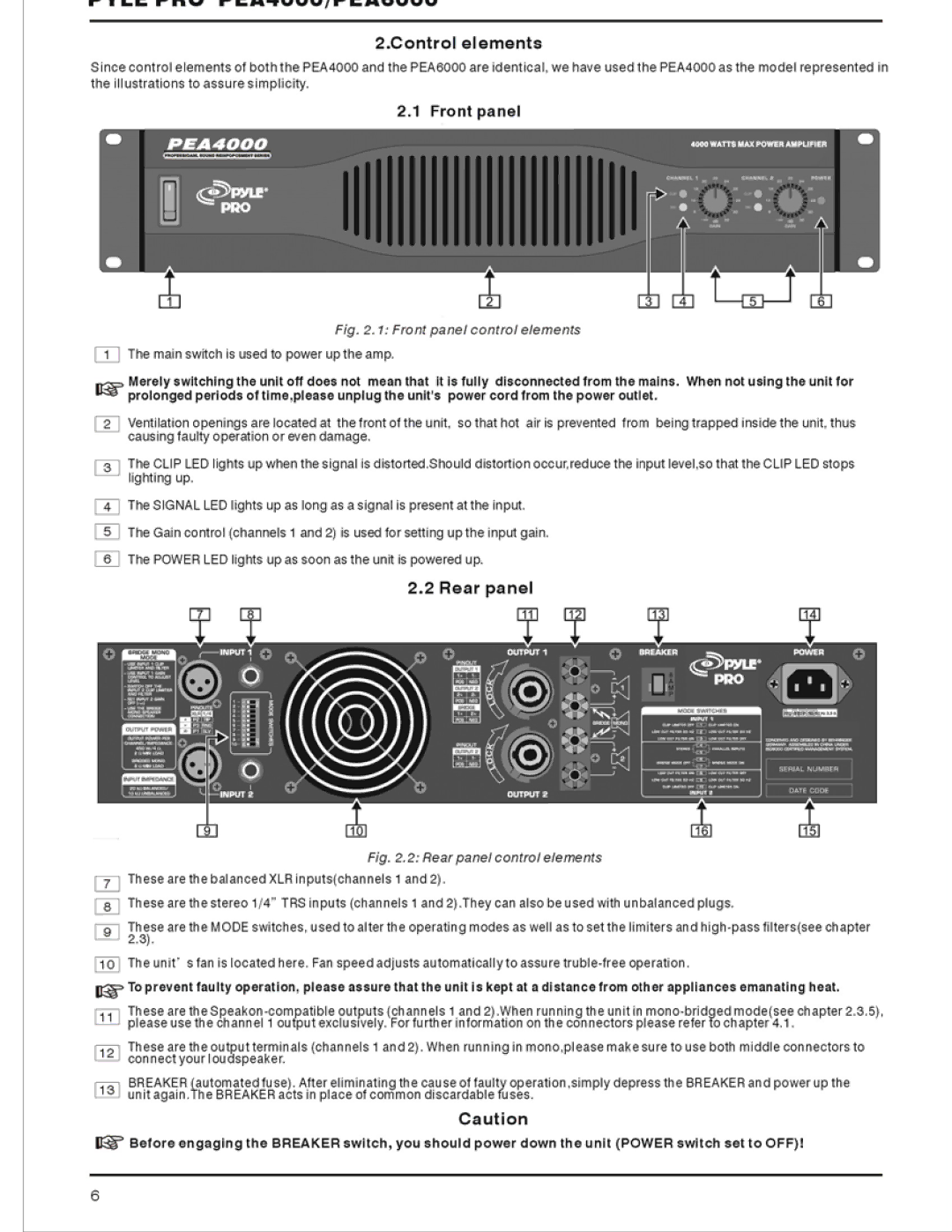 PYLE Audio PEA6000, PEA4000 manual 