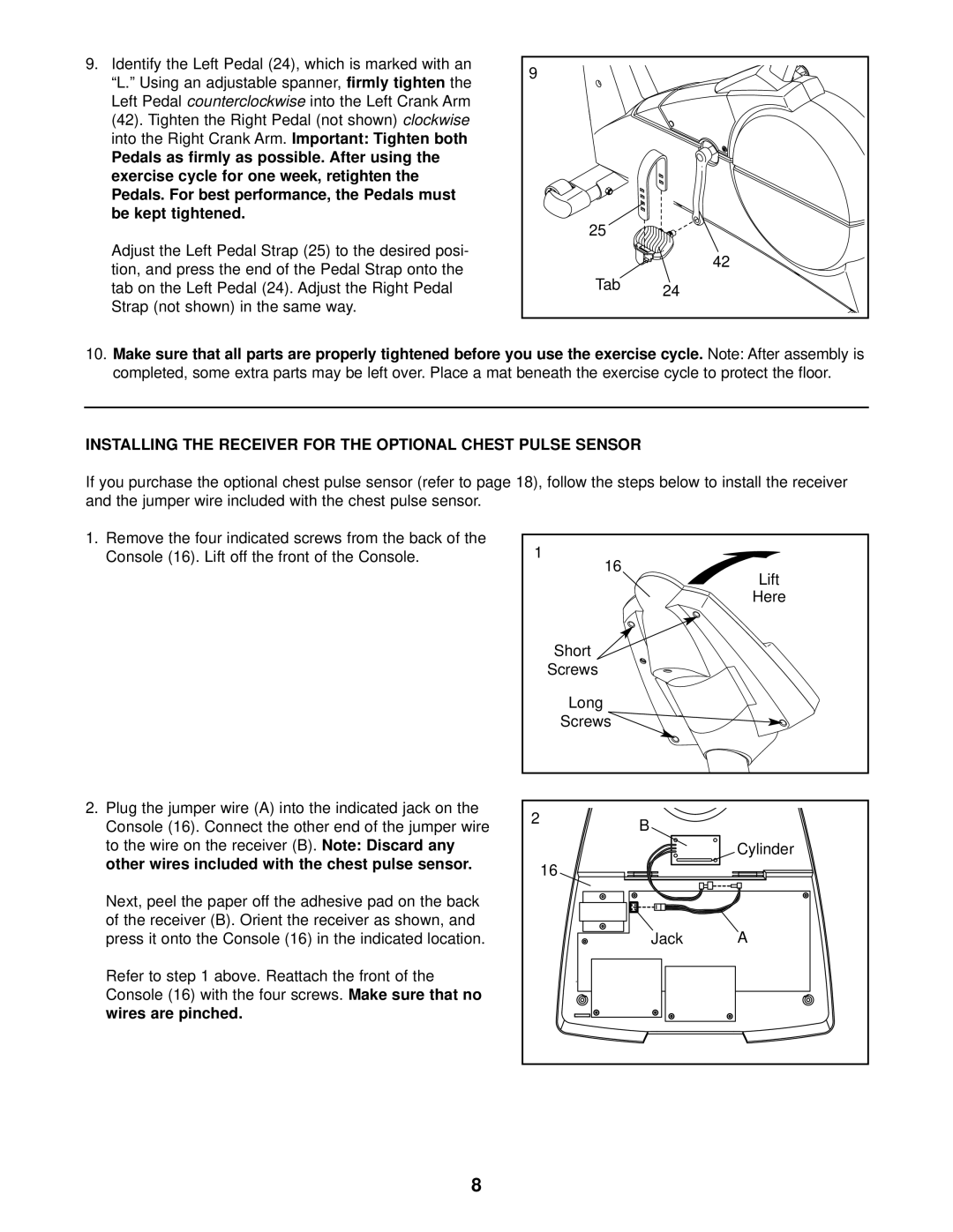 PYLE Audio PFEVEX19010 user manual Firmly tighten, Exercise cycle for one, Be kept tightened 