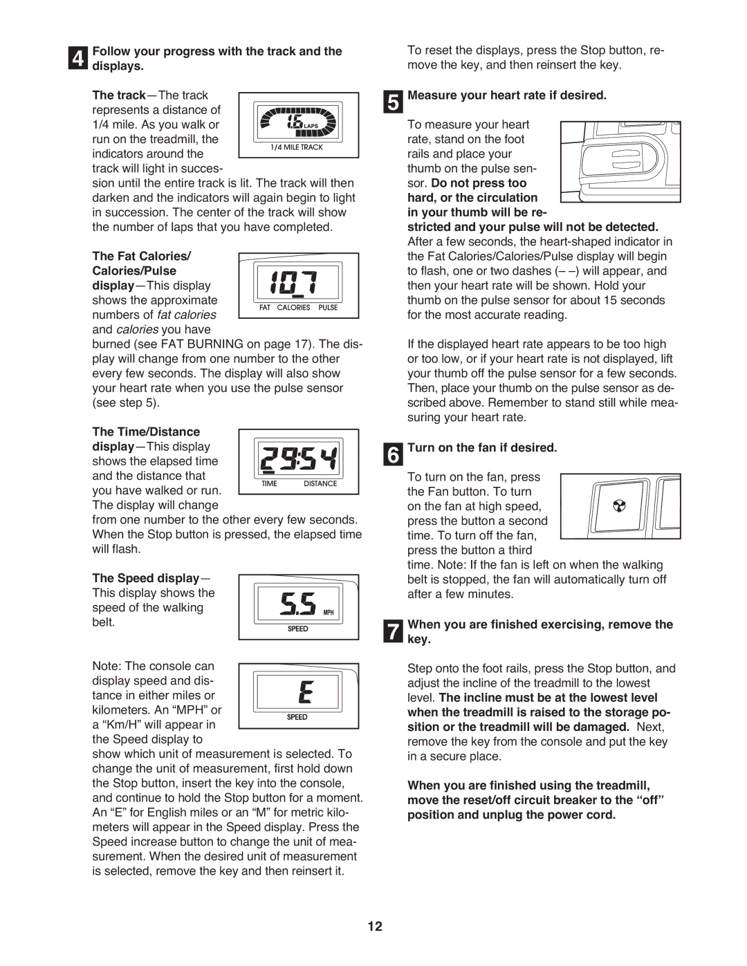 PYLE Audio PFTL31404.1 user manual Follow your progress with the track and the displays, Measure your heart rate if desired 