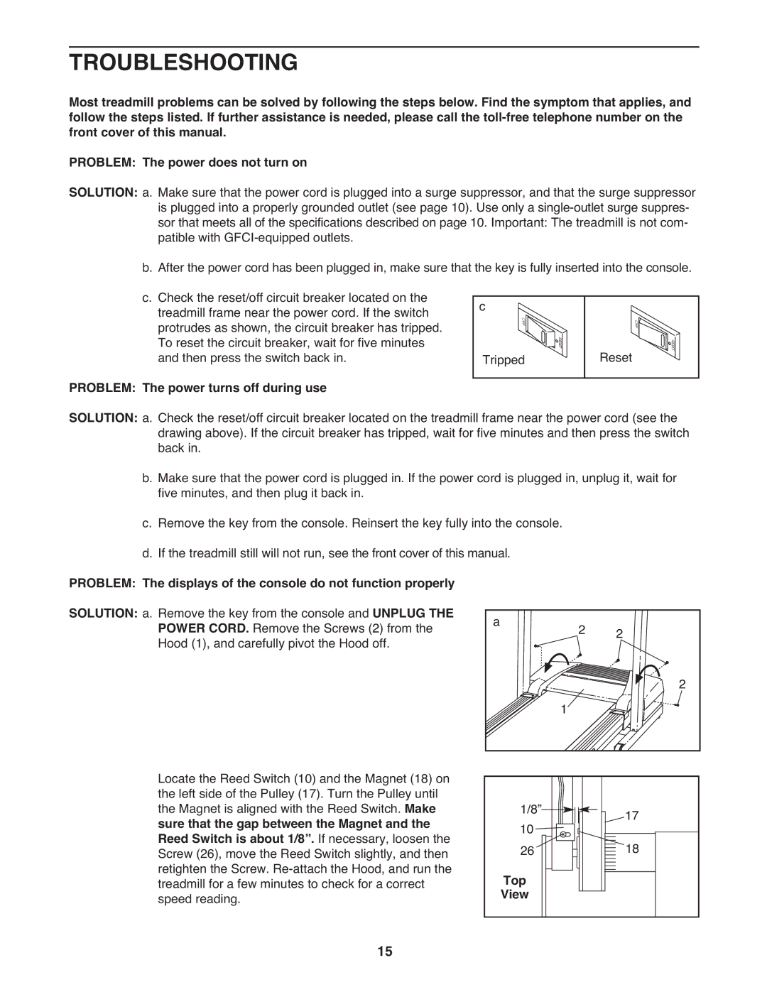 PYLE Audio PFTL31404.1 user manual Troubleshooting, Problem The power turns off during use, Top 