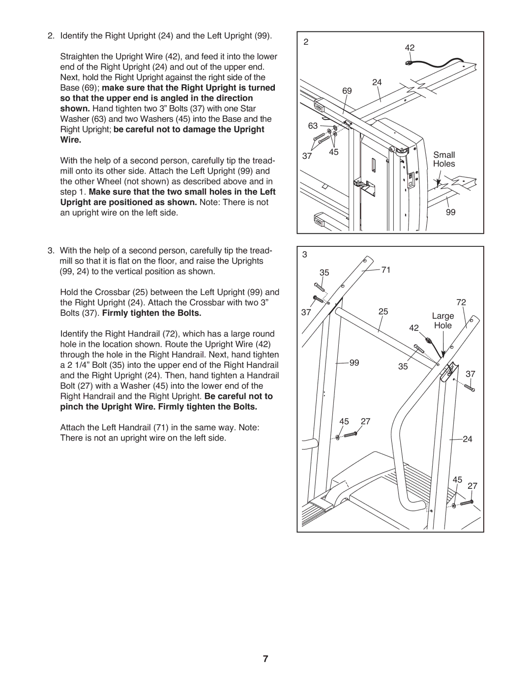 PYLE Audio PFTL31404.1 Right Upright be careful not to damage the Upright Wire, Bolts 37. Firmly tighten the Bolts 