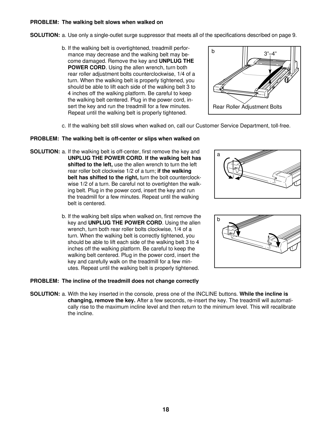 PYLE Audio PFTL62510 user manual Problem The walking belt slows when walked on 