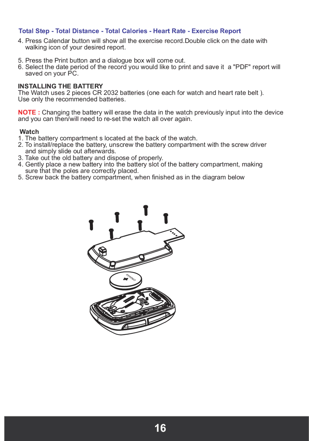 PYLE Audio PHRM26 manual Installing the Battery, Watch 