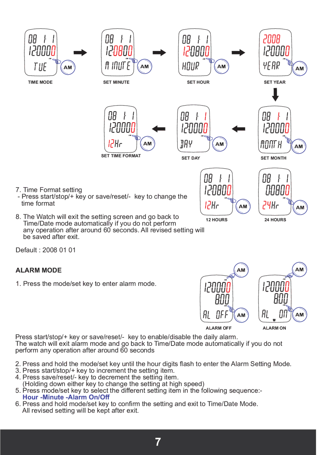 PYLE Audio PHRM26 manual Alarm Mode, Hour -Minute -Alarm On/Off 