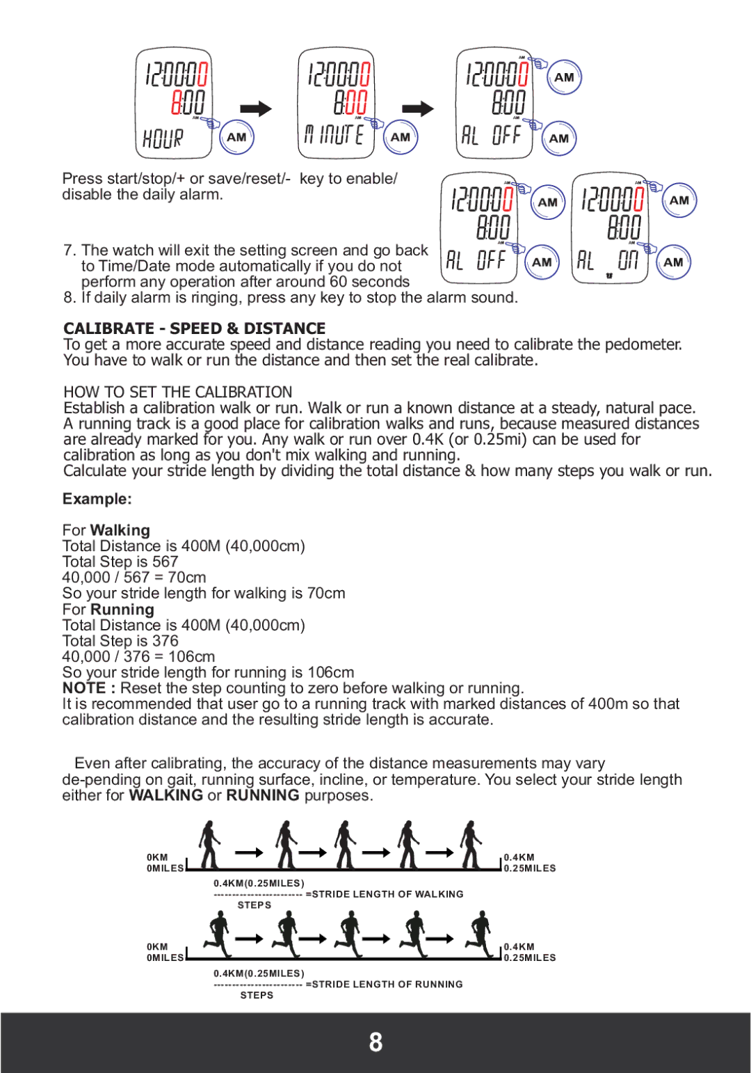 PYLE Audio PHRM26 manual Calibrate Speed & Distance, Example For Walking 