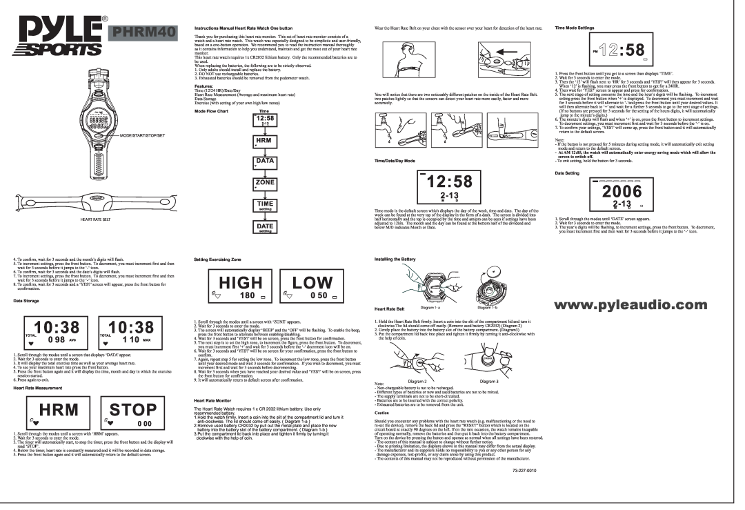 PYLE Audio PHRM40 instruction manual Date 