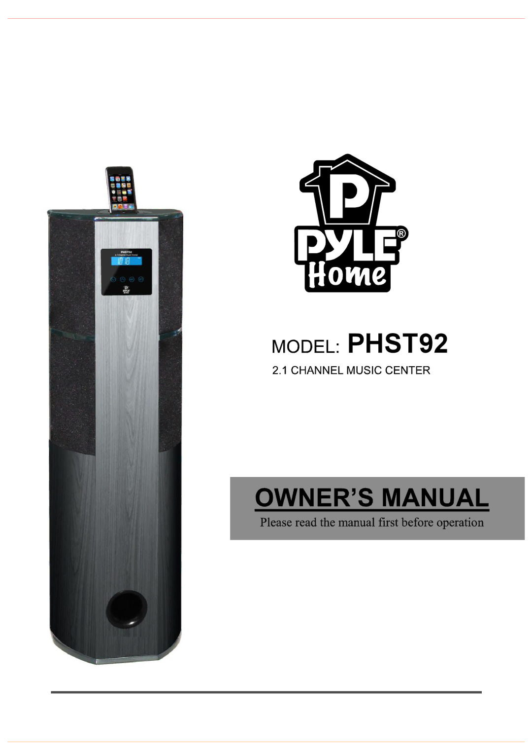 PYLE Audio PHST92 manual 