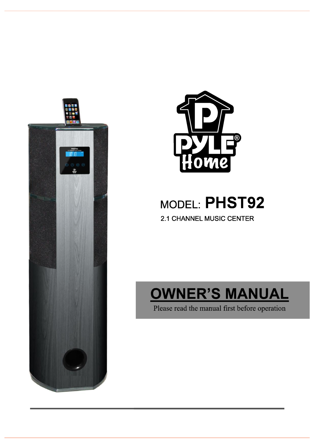 PYLE Audio PHST92 manual 