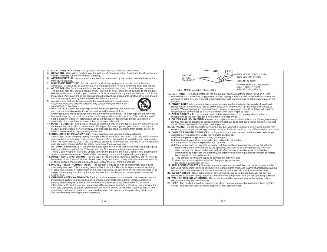 PYLE Audio PICD65I user service Important Safety Instructions, See Figure 