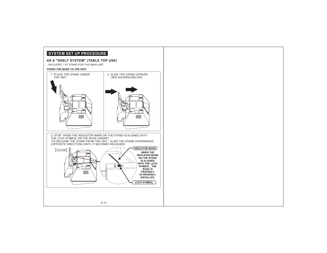 PYLE Audio PICD65I user service System SET UP Procedure, Fixing the Base to the Unit 