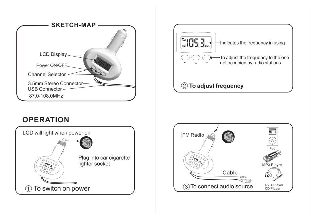 PYLE Audio PiFM7 manual Operation, To adjust frequency 