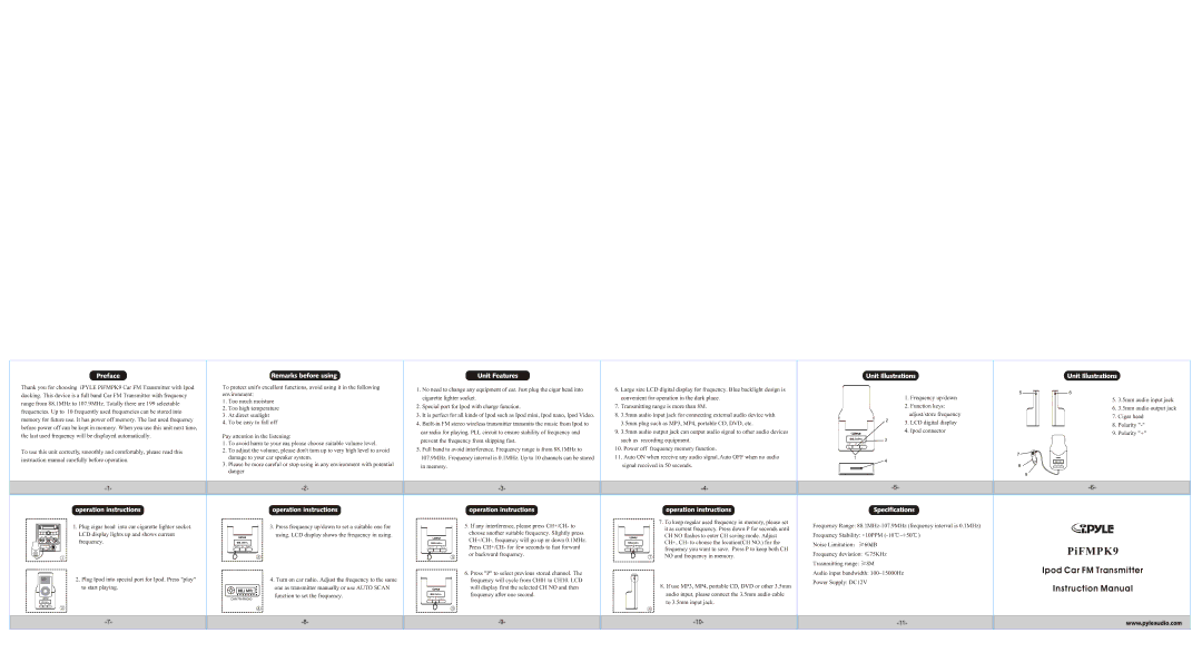 PYLE Audio PIFMPK9 instruction manual PiFMPK9 