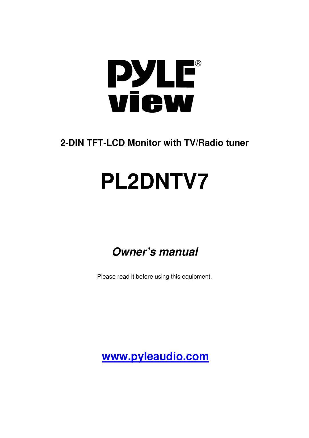 PYLE Audio PL2DNTV7 owner manual 