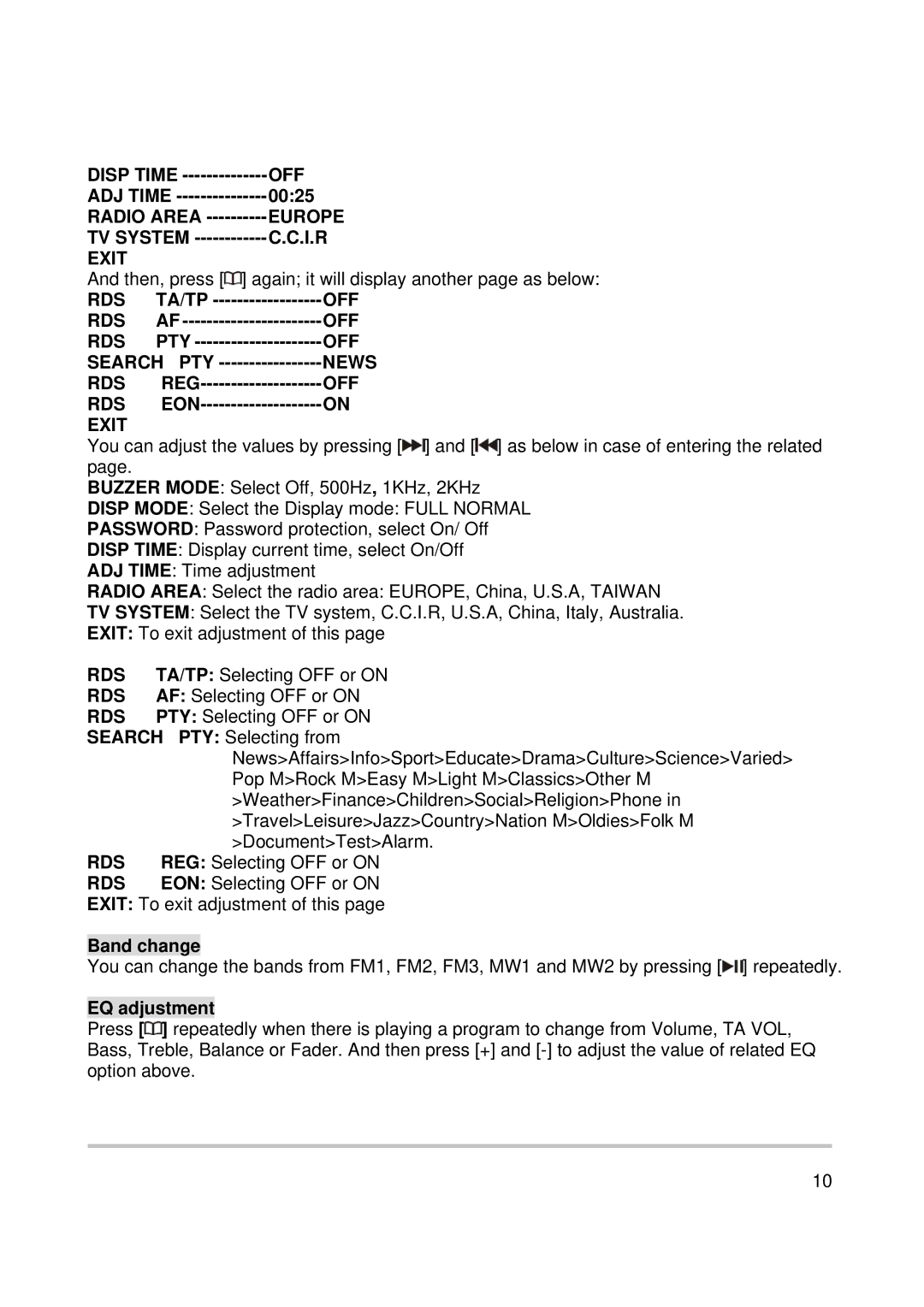 PYLE Audio PL2DNTV7 owner manual I.R, Exit, Rds Off 