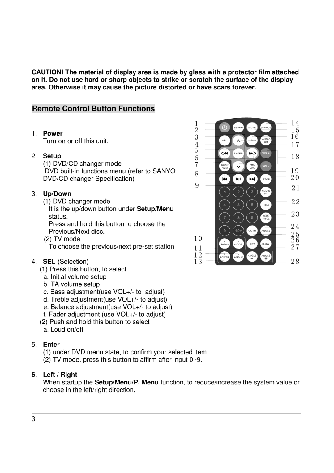 PYLE Audio PL2DNTV7 owner manual Power, Setup, Up/Down, Enter, Left / Right 